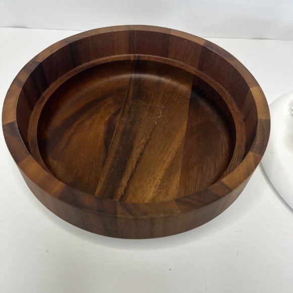 White Porcelain Magnolia Flower 3 D Wood Circular Box Keepsake Trinket Jewelry B - Picture 9 of 14